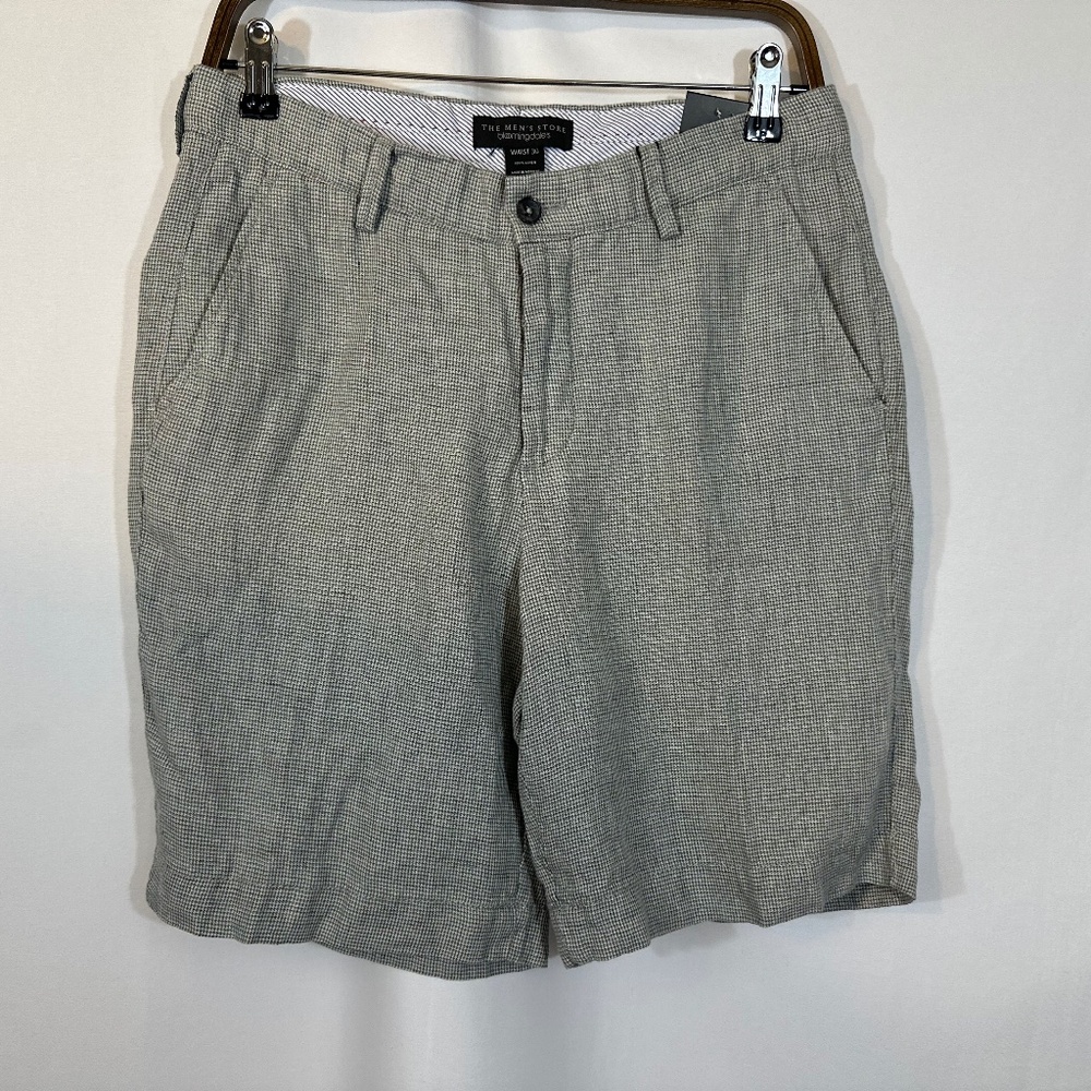The Men's Store Men's Gray Linen Micro-Houndstooth Shorts Size 30W NWT